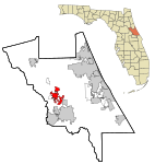 Volusia County Florida Incorporated and Unincorporated areas De Land Highlighted